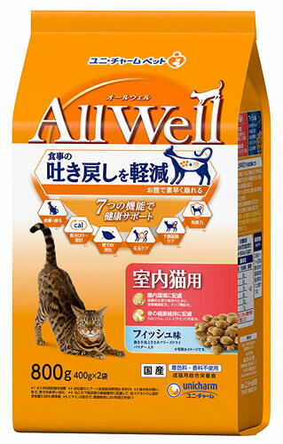 Other Wet Food - ユニチャーム ペットケア オールウェル 室内猫用 フィッシュ味 挽き小魚とささみフリーズドライパウダー入り (800g) キャットフード ドライ AllWell
