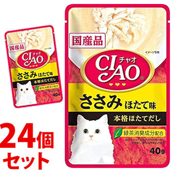 乐天商城 - 《セット販売》　いなばペットフード CIAO チャオ パウチ ささみ ほたて味 (40g)×24個セット キャットフード ウェット