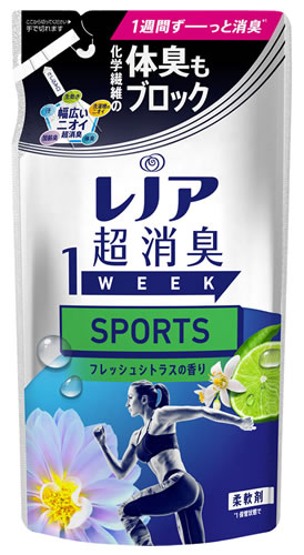 楽天ドラッグストアウェルネスP&G レノア 超消臭1week SPORTS フレッシュシトラスの香り つめかえ用 （380mL） 詰め替え用 柔軟剤 スポーツ　【P＆G】