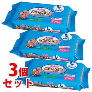 《セット販売》　大人用 おしりふき 流せるタイプ (70枚入)×3個セット