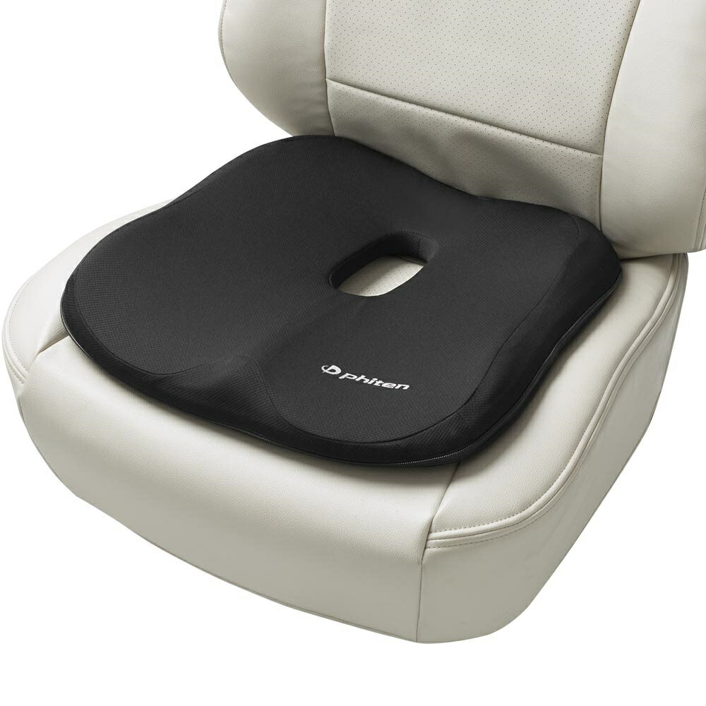 Rakuten - ボンフォーム ファイテン 穴あきヒップ型 44×44cm 5815-13BK (1個) 穴あきクッション カーアクセサリー