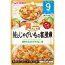 リニューアルに伴いパッケージ・内容等予告なく変更する場合がございます。予めご了承ください。 商品名称 具たっぷりグーグーキッチン　鮭とじゃがいもの和風煮 内容量 80g 特徴 ◆バラエティ豊かな「具」がたっぷり、離乳食で不足しがちな鉄もしくはカルシウムを強化◆カミカミ期：歯ぐきでつぶせる固さ◆素材のうまみでやさしい味◆1食分ご家庭では調理しにくいたんぱく素材を含むバラエティ豊かな「具」がたっぷり！●食べやすくほぐした鮭とコロコロのじゃがいもを、かつお昆布だしでやわらかく煮込みました。●着色料、香料は使用しておりません。◆この商品でとれる食材・たんぱく素材：鮭・野菜：にんじん ごぼう キャベツ はくさい・その他：じゃがいも しいたけ◆乳児用規格適用食品 表示成分 【原材料】野菜（にんじん、ごぼう、キャベツ）、じゃがいも（国産）、かつお昆布だし、さけほぐし身、砂糖、はくさいペースト、しょうゆ（大豆を含む）、植物油脂、しいたけ水煮、食塩／増粘剤（加工でん粉）、炭酸カルシウム、クエン酸【栄養成分表示】1袋（80g）当たりエネルギー・・・35kcalたんぱく質・・・0.88g脂質・・・0.56g炭水化物・・・6.5g食塩相当量・・・0.24gカルシウム・・・100mg 区分 ベビーフード、離乳食 注意事項 ●レトルトパウチ食品は、加圧加熱殺菌を行うことで、常温で長期保存することができます。保存料は使用しておりませんので、開封後は使いきり、食べ残しや作りおきはあげないでください。●月齢は目安です。お子さまの成長に合わせてご使用ください。のどに詰まらせないよう、必ずそばで見守ってください。●離乳のすすめ方については、専門家にご相談ください。【お湯で温める場合】※沸騰させて加熱を止めたお湯に入れて温めてください。※熱湯の取り扱いにご注意ください。※加熱後は中身が熱くなっていますので、やけどなどしないように開封には十分ご注意ください。【電子レンジで温める場合】※ラップをとる際に、熱くなった中身がはねることがありますのでご注意ください。※袋のまま電子レンジで温めないでください。●温めた後は、軽くかき混ぜて、温度を確認してからお子さまにあげてください。※原料の魚の一部が黒い粒に見える場合があります。◆本品記載の使用法・使用上の注意をよくお読みの上ご使用下さい。 販売元 アサヒグループ食品株式会社　東京都墨田区吾妻橋1-23-1お問合せ先　お客様相談室　電話：0120-889283 広告文責 株式会社ツルハグループマーチャンダイジングカスタマーセンター　0852-53-0680 JANコード：4987244600844