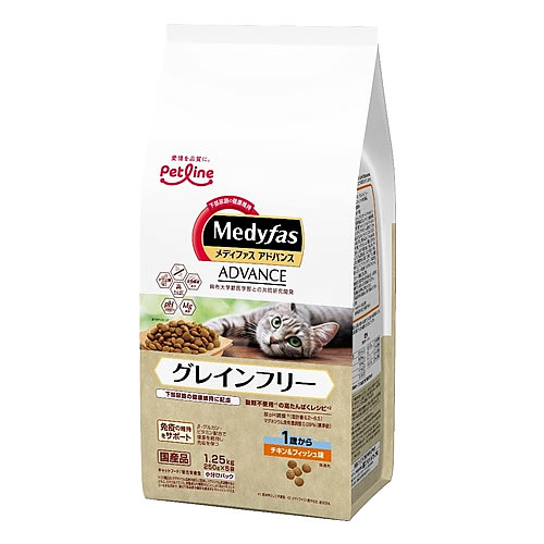 乐天商城 - ペットライン メディファス アドバンス グレインフリー 1歳から チキン＆フィッシュ味 (1.25kg) キャットフード