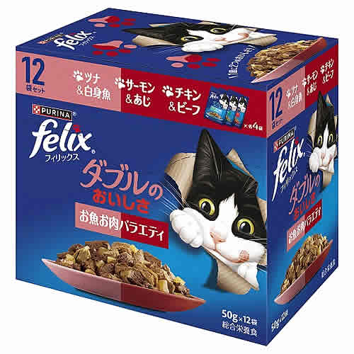 Rakuten - ネスレ ピュリナ フィリックス ダブルのおいしさ お魚お肉バラエティ ツナ＆白身魚 サーモン＆あじ チキン＆ビーフ (600g)