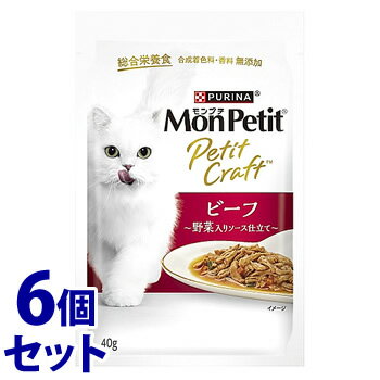 《セット販売》　ネスレ ピュリナ モンプチ プチクラフト ビーフ 野菜入りソース仕立て (40g)×6個セット キャットフード