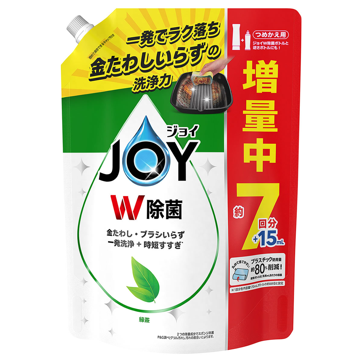P&G 除菌ジョイ コンパクト 緑茶の香り 超特大増量 つめかえ用 (945mL) 詰め替え用 台所用洗剤 食器用..