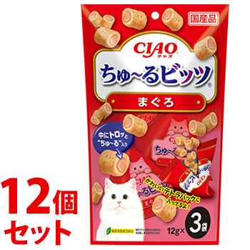 《セット販売》　いなばペットフード CIAO チャオ ちゅ～るビッツ まぐろ (12g×3袋)×12個セット 猫用おやつ キャットフード ドライ 国産