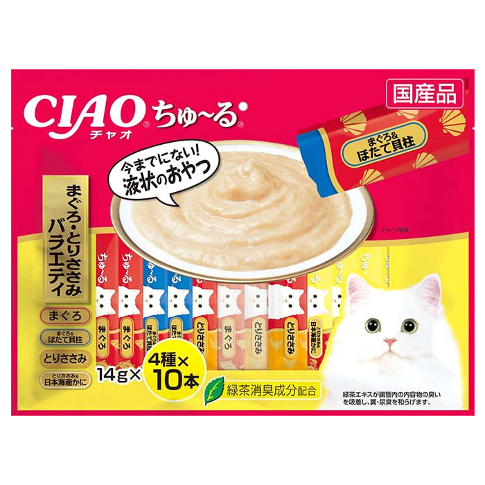 いなばペットフード CIAO チャオ ちゅ～る まぐろ・とりささみバラエティ (14g×40本) 猫用おやつ キャットフード 国産品