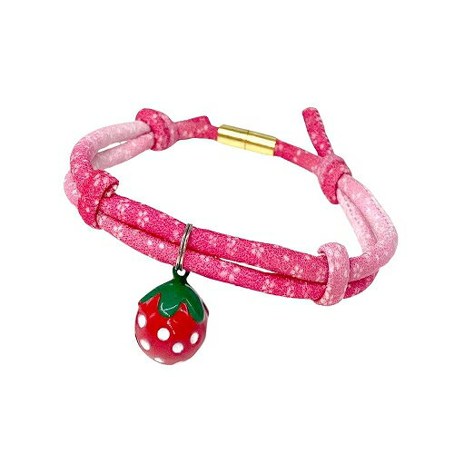 アースペット ねこモテ いちごみるくアクセカラー ピンク (1個) ソフト丸紐マグネットバックル付 アクセサリー首輪 猫用首輪