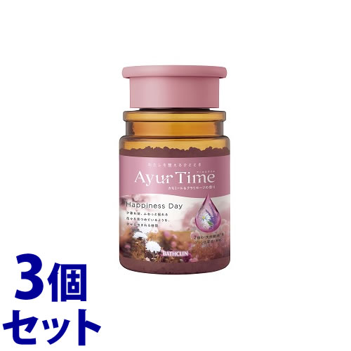 《セット販売》　バスクリン アーユルタイム ハピネスデイ ボトル (520g)×3個セット バスソルト 入浴剤