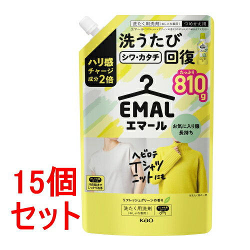 《セット販売》 花王 エマール　リフレッシュグリーンの香り　詰め替え用　(810g)×15個セット【送料無料】