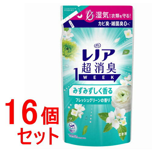 《セット販売》 P&G《セット販売》レノア 超消臭1WEEK 柔軟剤 みずみずしく香るフレッシュグリーンの香りつめかえ用 340mLx16個セット 衣類の消臭専用 消臭 部屋干し 超消臭 花粉ブロック