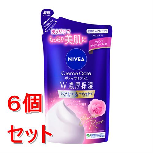 Soaps, Body Washes - 《セット販売》 花王 ニベア　クリームケアボディウォッシュ　W濃厚保湿　フレンチガーデンローズの香り　つめかえ用　340mL×6個セット