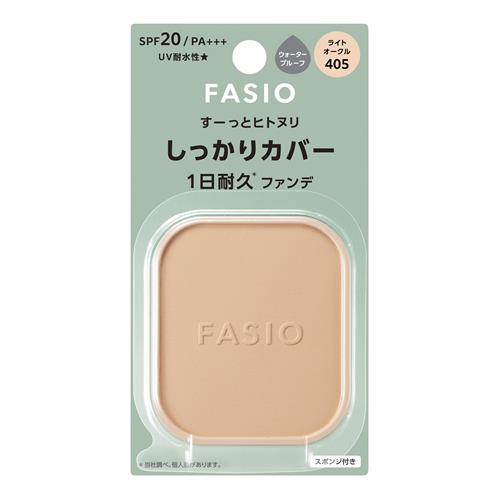 リニューアルに伴いパッケージ・内容等予告なく変更する場合がございます。予めご了承ください。 商品名称 ファシオ　ヒトヌリカバー耐久ファンデーション　＃405 内容量 10g×1 特徴 ◆ヒトヌリでシミ・毛穴・小ジワを瞬時にカバー。 ◆厚塗り感なく、自然な美肌がつづく、パウダーファンデーション。 ◆別売りのファシオ パウダーファンデーション ケースにセットしてお使いください。 ◆化粧下地なしでもお使いいただけます。 ◆SPF20 PA+++ 材質・原材料・成分 (フッ化/水酸化/酸化)/(Mg/K/ケイ素)・合成フルオロフロゴパイト・タルク・メトキシケイヒ酸エチルヘキシル・(スチレン/DVB)コポリマー・ナイロン-12・シリカ・(ビニルジメチコン/メチコンシルセスキオキサン)クロスポリマー・オリーブ果実油・ゴマ種子油・サフラワー油・シア脂・トコフェロール・ホホバ種子油・BHT・アミノプロピルトリエトキシシラン・アルミナ・ジメチコノール・ジメチコン・スクワラン・ステアリン酸・トリエチルヘキサノイン・トリエトキシカプリリルシラン・ヘキサ(ヒドロキシステアリン酸/ステアリン酸/ロジン酸)ジペンタエリスリチル・ミツロウ・ミネラルオイル・メチコン・ラウリン酸亜鉛・ワセリン・含水シリカ・水酸化Al・水添レシチン・メチルパラベン・グンジョウ・マイカ・酸化チタン・酸化亜鉛・酸化鉄 区分 美容・コスメ・香水/ファンデーション/ファシオ/ファンデーション/パウダー/密着感/化粧もち/原産国:日本 注意事項 ◆お肌に異常が生じていないかよく注意して使用してください。 ◆赤味・はれ・かゆみ・刺激、色抜け (白斑等) や黒ずみ等の異常があらわれた場合は使用を中止し、皮ふ科専門医等へご相談ください。 ◆SPF・PA表示は、国際的な基準で1平方cmあたり2mgを塗布し測定した値です。製品選択時の目安とお考えください。 ◆スポンジに水を含ませた場合は、水気を充分に切ってからケースにしまってください。 ◆よごれたときは、ぬるま湯に中性洗剤を薄くとかして軽く押し洗いをし、よくすすいでから日かげで完全に乾かしてください。 ◆本品記載の使用法・使用上の注意をよくお読みの上ご使用下さい。 お問合せ先 （株）コーセー　0120-526-311 広告文責 株式会社ツルハグループマーチャンダイジングカスタマーセンター　047-409-4023 JANコード：4971710597042