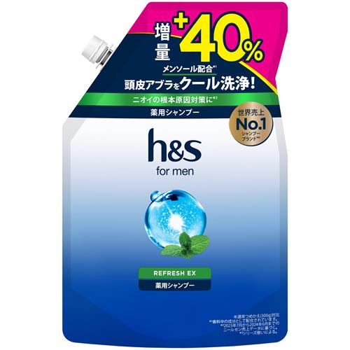 P&G h&s for men(エイチアンドエスフォーメン)リフレッシュEX 薬用シャンプー 詰め替え 増量420g【医薬部外品】
