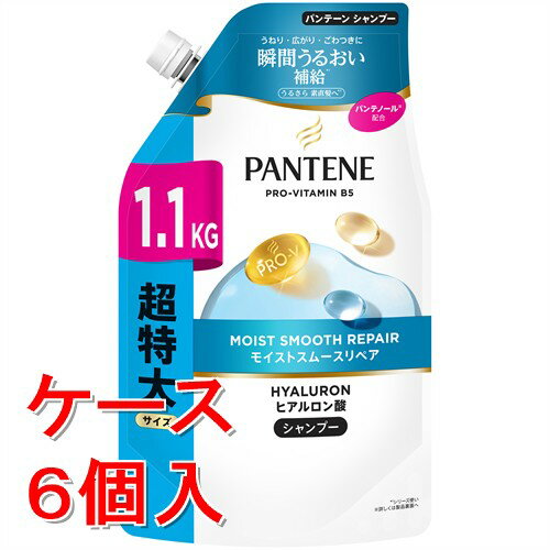《ケース販売》P&G パンテーン モイストスムースリペア シャンプー 詰め替え超特大(1.1KG)×6個セット