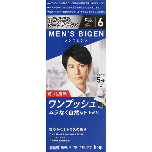 ホーユー メンズビゲン ワンプッシュ 6 ダークブラウン (1個) 男性用 白髪用 ヘアカラー　【医薬部外品】