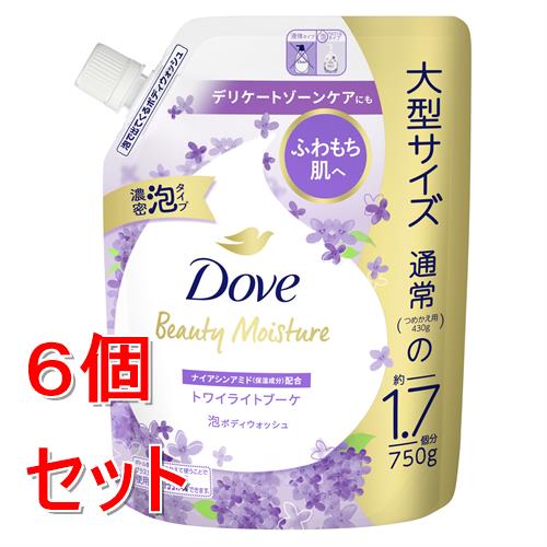 《セット販売》 ユニリーバ ダヴ　ビューティーモイスチャー　泡ボディウォッシュ　トワイライトブーケ　つめかえ用750g　ボディソープ　詰替　詰め替え×6個セット