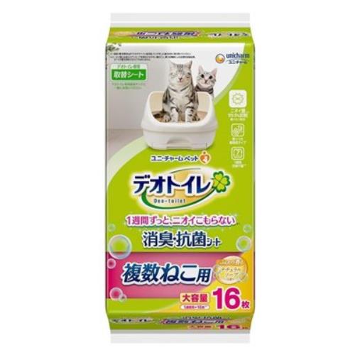 ユニ・チャームペットケア デオトイレ複数ねこ用ふんわり香る消臭・抗菌シートナチュラルソープの香り 16枚