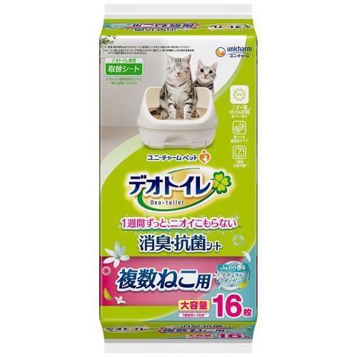ユニ・チャームペットケア デオトイレ複数ねこ用ふんわり香る消臭・抗菌シートナチ...