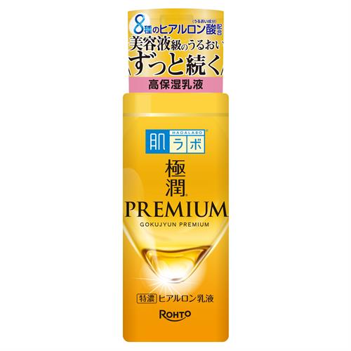 リニューアルに伴いパッケージ・内容等予告なく変更する場合がございます。予めご了承ください。 名　称 肌ラボ　極潤プレミアム　ヒアルロン乳液 内容量 140ml 特　徴 ◆美容液級のうるおいずっと続く ◆うるおいへのこだわり「極潤」シリーズ コクのある高保湿乳液 ◆乾燥を繰り返さない！使うたびすこやかな素肌へ 8種のヒアルロン酸（うるおい成分）配合。うるおいを密封。 ◆健康な素肌と同じ弱酸性 無香料 無着色 鉱物油フリー アルコール（エタノール）フリー パラベンフリー 成　分 水、グリセリン、DPG、ジメチコン、トリ（カプリル酸／カプリン酸）グリセリル、オレフィンオリゴマー、セタノール、トリエチルヘキサノイン、ペンチレングリコール、ヒアルロン酸Na＊、加水分解ヒアルロン酸＊（ナノ化ヒアルロン酸）、アセチルヒアルロン酸Na＊（スーパーヒアルロン酸）、ヒアルロン酸ヒドロキシプロピルトリモニウム＊（肌吸着型ヒアルロン酸）、ヒアルロン酸クロスポリマーNa＊（3Dヒアルロン酸）、乳酸球菌／ヒアルロン酸発酵液＊（乳酸発酵ヒアルロン酸）、加水分解ヒアルロン酸Na＊（浸透＊＊型ヒアルロン酸）、加水分解ヒアルロン酸アルキル（C12-13）グリセリル＊（ヒアロリペア）、スイゼンジノリ多糖体（サクラン）、BG、パルミチン酸、アルギニン、カルボマー、ヒドロキシエチルセルロース、EDTA-2Na、リン酸セチル、プロパンジオール、カプリルヒドロキサム酸、フェノキシエタノール ＊8種のヒアルロン酸 ＊＊角質層まで 使用方法 化粧水等で肌を整えた後、適量を手のひらにとり、顔全体にやさしくのばしてください。 区　分 化粧品/保湿乳液/日本製 ご注意 ◆本品記載の使用法・使用上の注意をよくお読みの上ご使用下さい。 販売元 ロート製薬株式会社　大阪市生野区巽西1-8-1 お問合わせ先電話：0120-503-610　受付時間：9:00-17:00（土、日、祝日を除く) 広告文責 株式会社ツルハグループマーチャンダイジング カスタマーセンター　047-409-4023 JANコード：4987241167029　