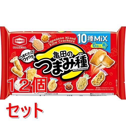 リニューアルに伴いパッケージ・内容等予告なく変更する場合がございます。予めご了承ください。 &nbsp; 商品名称 亀田製菓 亀田のつまみ種　120g 内容量 120g&times;12 特徴 10種類のおつまみが入ったおつまみあられ 材質・原材料・成分 植物油脂、でん粉、米粉（うるち米、もち米）、うるち米、小麦粉、コーンフラワー、砂糖、油脂加工品（乳糖、植物油脂、チーズパウダー、全粉乳、その他）、いかシート（いか、魚肉すり身、水あめ、その他）、大豆、ピーナッツ、えだ豆、加工黒大豆、食塩、しょうゆ、えび、コーングリッツ、寒梅粉、水あめ、はちみつ、チーズパウダー、食物繊維、デキストリン、ぶどう糖果糖液糖、のり、魚介エキス調味料、いか、えだ豆風味シーズニング、香辛料、酵母エキスパウダー、オニオンパウダー、あおさ、植物性たん白、卵白粉末、粉末しょうゆ、みりん、こんぶエキスパウダー、たん白加水分解物／加工でん粉、調味料（アミノ酸等）、トレハロース、貝カルシウム、乳化剤、着色料（カロチノイド、紅麹、カラメル）、膨脹剤、炭酸カルシウム、香料、香辛料抽出物、（一部にえび・小麦・卵・乳成分・落花生・いか・ごま・大豆を含む） 区分 スイーツ・お菓子/せんべい・米菓 保管及び取扱い上の注意（免責） ◆直射日光、高温多湿はお避けください。◆本品記載の使用法・使用上の注意をよくお読みの上ご使用下さい。 注意事項 ■製品には「はちみつ」が含まれていますので1歳未満の乳児には与えないでください。 ■アレルギー物質：えび・小麦・卵・乳・落花生・いか・ごま・大豆&nbsp;■本品で使用しているのり、あおさは、かにが混ざる漁法で採取しています。◆本品記載の使用法・使用上の注意をよくお読みの上ご使用下さい。 お問合せ先 亀田製菓お客様相談室：0120-24-8880 広告文責 株式会社ツルハグループマーチャンダイジングカスタマーセンター　047-409-4023 JANコード：4901313205600
