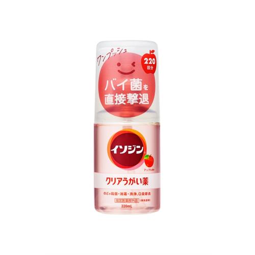 リニューアルに伴いパッケージ・内容等予告なく変更する場合がございます。予めご了承ください。 &nbsp; 商品名称 シオノギヘルスケア イソジンクリアうがい薬A　220mL 内容量 220mL 特徴 ●イソジンから、無色・透明のうがい薬「イソジンクリアうがい薬A」大容量を発売。●殺菌成分CPC（セチルピリジニウム塩化物水和物）を配合した無色・透明のうがい薬で、のどや口腔内を殺菌・消毒・洗浄します。●イソジンクリアうがい薬Aは、家族で使いやすいアップル風味のうがい薬です。●ワンプッシュで1回分、うがい220回分の容量です。●日常的なうがいで、感染リスクから家族を守ります。●のどの菌にしっかり効く CPC x グリチルリチン酸を配合。衣服・洗面台を汚さない無色のうがい薬。●のどのバイ菌を直接撃退できるうがい薬。●汚れないから、家族誰でも使いやすい。 効能／効果 口腔内およびのどの殺菌・消毒・洗浄、口臭の除去 用法／用量 ・1回約1mLを約50mLの水にうすめてうがいしてください。・1日数回行ってください。【用法・用量に関連する注意】●定められた用法・用量を厳守してください。●小児に使用させる場合には、保護者の指導監督のもとに使用させて下さい。●本剤はうがい用のみに使用し、内服はしないでください。●本剤は使用するときにうすめて、早めに使用してください。 材質・原材料・成分 （100mL中）セチルピリジニウム塩化物水和物250mg、グリチルリチン酸二カリウム250mg。添加物としてエタノール、l-メントール、サッカリンナトリウム水和物、pH調整剤、香料を含有しています 使用方法 ・1回約1mLを約50mLの水にうすめてうがいしてください。・1日数回行ってください。 区分 指定医薬部外品 保管及び取扱い上の注意（免責） ・高温を避け、直射日光の当たらない涼しい所に保管してください。・小児の手の届かないところに保管してください。・他の容器に入れ替えないでください。・プラスチック類、塗装面に付着すると変質することがあるので、付着しないように注意してください。・火気に近づけないでください。・使用期限をすぎた製品は使用しないでください。◆本品記載の使用法・使用上の注意をよくお読みの上ご使用下さい。 注意事項 1．次の人は使用前に医師、薬剤師または登録販売者にご相談ください・医師の治療を受けている人・次の症状のある人：口内のひどいただれ　2．次の場合は、直ちに使用を中止し、この容器を持って医師、薬剤師または登録販売者にご相談ください・使用後、口に刺激感の症状があらわれた場合・5-6日間使用しても症状がよくならない場合 お問合せ先 シオノギヘルスケア株式会社「医薬情報センター」大阪06-6209-6948／東京03-3406-8450受付時間9時-17時（土、日、祝日を除く） 広告文責 株式会社ツルハグループマーチャンダイジングカスタマーセンター　047-409-4023 JANコード：4987904101612