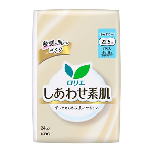 花王 ロリエ しあわせ素肌 ふんわりタイプ 多い昼用 羽なし 22.5cm (24個) 生理用ナプキン 備蓄　【医薬部外品】 (3)