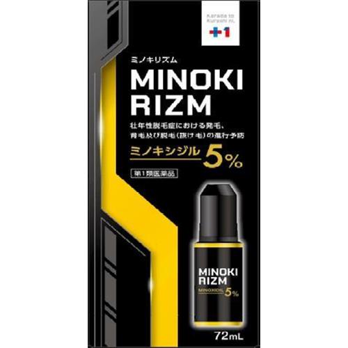 【必ずご確認ください】 ご注文内容に第1類医薬品が含まれる場合はご注文は確定されません。 ご注文後、購入履歴の詳細画面より服用に関する注意事項をご確認の上、 承諾していただく必要がございます。 承諾していただくことでご注文確定となります。 薬剤師が第1類医薬品をご使用いただけないと判断した場合は、第1類医薬品を含むすべてのご注文がキャンセルとなります。 あらかじめご了承くださいますようお願い致します。 ＞＞第1類医薬品を含むご注文後の流れについて詳しくはコチラをご覧ください。 お買い上げいただける個数は3点までです リニューアルに伴いパッケージ・内容等予告なく変更する場合がございます。予めご了承ください。 &nbsp; 商品名称 シオノケミカル　プラスワン　ミノキリズム　72mL 発毛剤 内容量 72mL 特徴 ●有効成分であるミノキシジルを5%配合した壮年性脱毛症における男性用の発毛剤。●ミノキシジルの他、頭皮の環境を整えて清涼感をあたえる4つの育毛サポート成分(パントテニールエチルエーテル、ピリドキシン塩酸塩、トコフェロール酢酸エステル、l-メントール)を配合している。 効能／効果 壮年性脱毛症における発毛、育毛及び脱毛（抜け毛）の進行予防。 用法／用量 成人男性（20歳以上）が、1日2回、1回1mLを脱毛している頭皮に塗布してください。 材質・原材料・成分 ミノキシジル5.0g、パントテニールエチルエーテル1.0g、ピリドキシン塩酸塩0.05g、トコフェロール酢酸エステル0.08g、l-メントール0.3g 区分 第1類医薬品 保管及び取扱い上の注意（免責） 1.使用後、キャップをして、直射日光や高温、寒冷の場所を避け、涼しい所に保管してください。2.小児の手の届かない所に保管してください。3.誤用を避け、品質を保持するため、他の容器に入れ替えないでください。4.火気に近づけないでください。5.使用期限を過ぎた製品は使用しないでください。◆本品記載の使用法・使用上の注意をよくお読みの上ご使用下さい。 注意事項 【してはいけないこと】 1.次の人は使用しないでください。(1)本剤又は本剤の成分によりアレルギー症状を起こしたことがある人。(2)女性。(本剤は日本人女性における安全性が確認されていません。)(3)20歳未満の人。(国内での使用経験がありません。)(4)壮年性脱毛症以外の脱毛症(例えば、円形脱毛症、甲状腺疾患による脱毛等)の人、あるいは原因のわからない脱毛症の人。(本剤は壮年性脱毛症でのみ有効です。)(5)脱毛が急激であったり、髪が斑状に抜けている人。(壮年性脱毛症以外の脱毛症である可能性が高いです。)2.次の部位には使用しないでください。(1)本剤は頭皮にのみ使用し、内服しないでください。(血圧が下がる等のおそれがあります。)(2)きず、湿疹あるいは炎症(発赤)等がある頭皮。(きず等を悪化させることがあります。)3.本剤を使用する場合は、他の育毛剤及び外用剤(軟膏、液剤等)の頭皮への使用は、避けてください。また、これらを使用する場合は本剤の使用を中止してください。(これらの薬剤は本剤の吸収に影響を及ぼす可能性があります。)【相談すること】1.次の人は使用前に医師又は薬剤師に相談してください。(1)今までに薬や化粧品等によりアレルギー症状(例えば、発疹・発赤、かゆみ、かぶれ等)を起こしたことがある人。(2)高血圧の人、低血圧の人。(本剤は血圧に影響を及ぼす可能性が考えられます。)(3)心臓又は腎臓に障害のある人。(本剤は心臓や腎臓に影響を及ぼす可能性が考えられます。)(4)むくみのある人。(むくみを増強させる可能性が考えられます。)(5)家族、兄弟姉妹に壮年性脱毛症の人がいない人。(壮年性脱毛症の発症には遺伝的要因が大きいと考えられます。)(6)高齢者(65歳以上)。(一般に高齢者では好ましくない症状は発現しやすくなります。)(7)次の診断を受けている人。甲状腺機能障害(甲状腺機能低下症、甲状腺機能亢進症)。(甲状腺疾患による脱毛の可能性があります。)2.使用後、次の症状があらわれた場合は副作用の可能性があるので、直ちに使用を中止し、この説明書を持って医師又は薬剤師に相談してください。●関係部位:皮膚／症状:頭皮の発疹・発赤※、かゆみ、かぶれ、ふけ、使用部位の熱感等●関係部位:精神神経系／症状:頭痛、気が遠くなる、めまい ●関係部位:循環器／症状:胸の痛み、心拍が速くなる ●関係部位:代謝系／症状:原因のわからない急激な体重増加、手足のむくみ※頭皮以外にあらわれることもあります。3.6ヵ月間使用して、次のいずれにおいても改善が認められない場合は、使用を中止し、この説明書を持って医師又は薬剤師に相談してください。●脱毛状態の程度、生毛・軟毛の発生、硬毛の発生、抜け毛の程度(太い毛だけでなく細く短い抜け毛の減少も改善の目安となります)。(壮年性脱毛症以外の脱毛症であったり、脱毛が他の原因によるものである可能性があります。)4.使用開始後6ヵ月以内であっても、脱毛状態の悪化や、次のような脱毛が見られた場合は、使用を中止し、この説明書を持って医師又は薬剤師に相談してください。●頭髪以外の脱毛、斑状の脱毛、急激な脱毛等。(壮年性脱毛症以外の脱毛症であったり、脱毛が他の原因によるものである可能性があります。)【その他の注意】1.毛髪が成長するには時間がかかります。効果がわかるようになるまで少なくとも4ヵ月間、毎日使用してください。(ミノキシジルローション5%製剤の有効性は4ヵ月使用後から認められております。)2.毛髪が成長する程度には個人差があり、本剤は誰にでも効果があるわけではありません。3.効果を維持するには継続して使用することが必要で、使用を中止すると徐々に元に戻ります。(本剤は壮年性脱毛症の原因を取り除くものではありません。) お問合せ先 連絡先：シオノケミカル株式会社学術情報本部 電話：03-5202-0213　 受付時間：9:00-17:00（土・日・祝日を除く） 広告文責 株式会社ツルハグループマーチャンダイジングカスタマーセンター　047-409-4023 JANコード：4582451712412