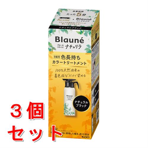《セット販売》　花王 ブローネ　リライズ　ナチュリラ　色長持ちカラートリートメント　ブラック　本体 (155g)×3個 カラートリートメント 染毛料 無香性　【送料無料】　【smtb-s】