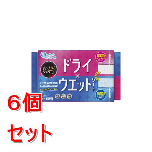 《セット販売》 大王製紙 キレキラ!　ワイパードライ×ウェットシート　16枚×6個セット　掃除
