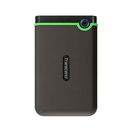 Transcend ポータブルHDD 1TB 耐衝撃 スリムタイプ USB3.1 Gen1 アイロングレー 3年保証 TS1TSJ25M3S