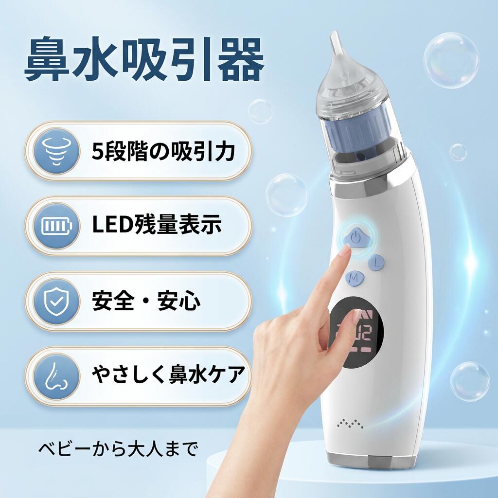 樂天商城 - 【5段階吸引で鼻水をやさしくケア】電動鼻吸い器 鼻水吸引器 鼻吸い器 5段階の吸引力 防水 小型 軽量 大人 子供 新生児 ベビー 外出 出産祝い 子育て応援 ポイント消化 プレゼント ギフト 人気 おすすめ 新生活 母の日 父の日 誕生日