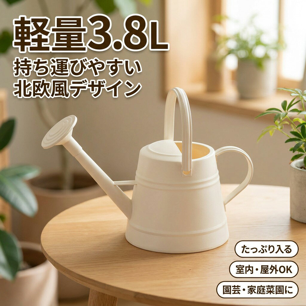 【軽量3.8Lで持ち運びやすい】ジョーロ じょうろ 水さし 如雨露 ガーデンジョウロ おしゃれ 北欧 水やり 園芸用 家庭菜園 室内 屋内 外用 花 植物 インテリア デザイン 新生活 便利 プレゼント ポイント消化 ギフト 人気 おすすめ 母の日 父の日 誕生日