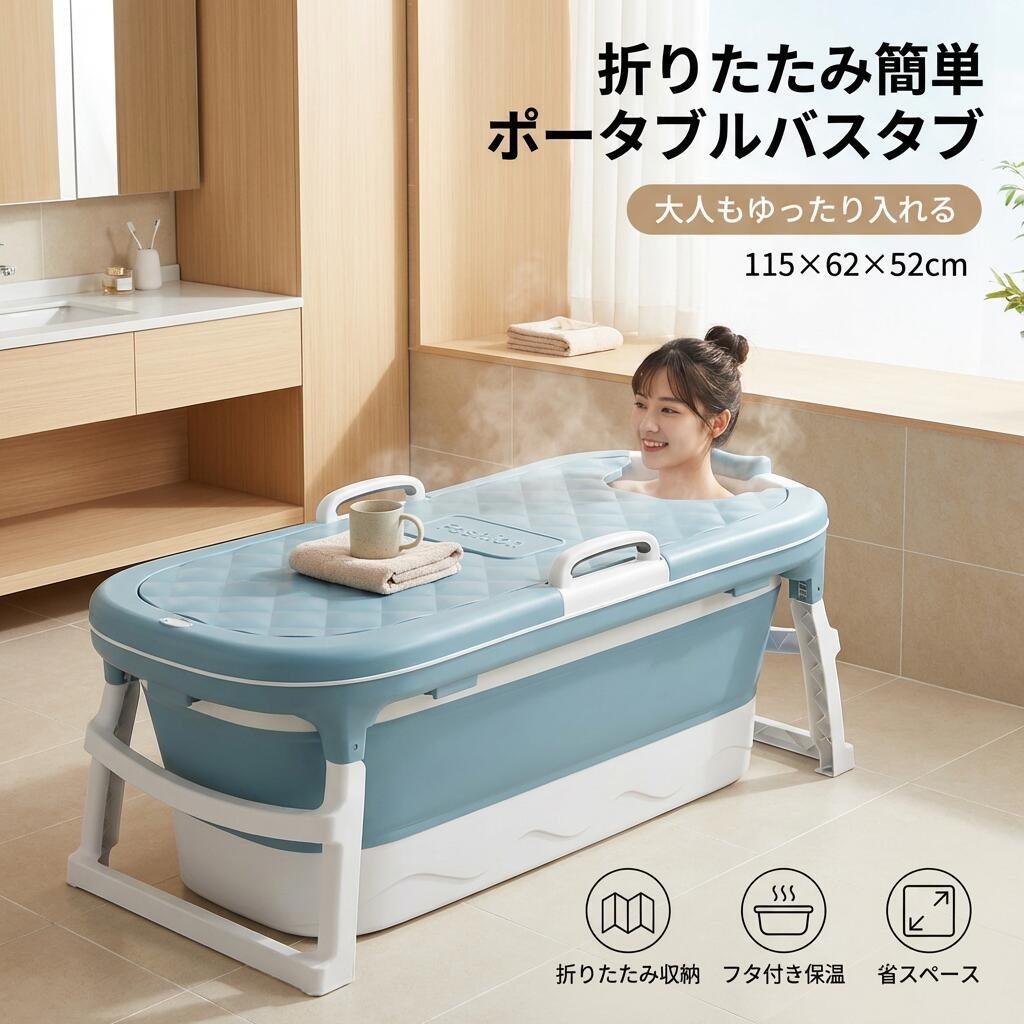 カラー： ブルー、ライトブルー、薄ピンク サイズ：115*62*52 商品の特徴 1.折りたたみバスタブは収納が簡単だけでなく、スピースをとらません。 2.TPEとPP素材で作られてBPAが含まれていません。耐久性に優れ、水が漏れなく、何度も折り畳んでも変形しません。 3.108人間工学的なデザインで、頸椎のプレッシャーを和らげて、腰の疲れを和らげます。 カラー： ブルー、ライトブルー、薄ピンク サイズ：115*62*52 商品の特徴 1.折りたたみバスタブは収納が簡単だけでなく、スピースをとらません。 2.TPEとPP素材で作られてBPAが含まれていません。耐久性に優れ、水が漏れなく、何度も折り畳んでも変形しません。 3.108人間工学的なデザインで、頸椎のプレッシャーを和らげて、腰の疲れを和らげます。 検索関連ワード 折り畳みバスタブ, ポータブルバスタブ, 簡易浴槽, 大人用バスタブ, 子供用バスタブ, 浴槽, お風呂桶, 持ち運びバスタブ, キャンプ用バスタブ, アウトドアバスタブ, 収納簡単, スペース節約, 軽量, TPE素材, PP素材, BPAフリー, 人間工学デザイン, 108デザイン, 滑り止め, 設置簡単, 水漏れなし, 耐久性, 人気バスタブ, おすすめバスタブ, ギフト, プレゼント, 風呂, お風呂, お風呂用品, バスタブおすすめ, 家庭用バスタブ, アウトドア用品, リラックス, 癒し, おしゃれ, カラー:ブルー, カラー:ライトブルー, カラー:薄ピンク, ポイント消化, お風呂ライフ, お風呂時間, 風呂桶, 浴室用具, ストレス解消, 家族向けバスタブ, 定番バスタブ, お風呂好き, バスタブ収納, 旅行用バスタブ, 便利グッズ 検索関連ワード 折り畳みバスタブ, ポータブルバスタブ, 簡易浴槽, 大人用バスタブ, 子供用バスタブ, 浴槽, お風呂桶, 持ち運びバスタブ, キャンプ用バスタブ, アウトドアバスタブ, 収納簡単, スペース節約, 軽量, 折りたたみ式浴槽, 風呂桶, シャワー対応, 滑り止め, TPE素材, PP素材, BPAフリー, 人間工学デザイン, 折り畳み 収納, 省スペース, コンパクト, 卓上サイズ, 115x62x52, 室内用, ベランダ, ガーデン, 車載, 車中泊, 防災グッズ, 非常用 バスタブ, 旅行, 帰省, 引っ越し, 新生活, お風呂 時短, お手入れ簡単, 水漏れ防止, 変形しにくい, 耐久性, 子ども 入浴, 親子 お風呂, ひとり時間 リラックス, 癒し バスタイム, プレゼント, ギフト, 母の日, 父の日, 誕生日, 人気, おすすめ, ポイント消化, 楽天スーパーSALE, お買い物マラソン, 送料無料 注意事項 ・ラッピング対応は行っておりません。 ・予告なく仕様変更になる場合がございます。 ・写真はイメージです。実際の商品と若干異なる場合がございます。 ・基本は全国一律送料無料と対応させていただきますが、沖縄・北海道・離島地域へお届けの場合は別途送料をご請求させていただきます。 ・商品のサイズは採寸方法によって、若干な誤差が生じる場合はあります。ご了承ください。 品質保証 ・出品商品は全て新品未使用です。 ・安心の初期不良対応 ：万が一商品に不具合があった場合は、商品到着後7日以内にご連絡ください。 ・不具合の状況確認のため、写真や動画のご提供をお願いする場合がございます。確認後、速やかに「新品交換」または「ご返金」にて対応させていただきます。 ・お客様に安心してご購入いただけるよう、誠心誠意サポートいたします。「悪い評価」を付ける前に、まずはお気軽にご相談ください。 折りたたみバスタブ, ポータブルバスタブ, 簡易浴槽, 大人用バスタブ, 子供用バスタブ, 浴槽, お風呂桶, バスタブ, 風呂桶, 折り畳み式浴槽, 折りたたみ式バス, 収納簡単, スペース節約, 省スペース, 軽量バスタブ, 持ち運びバスタブ, 車載バスタブ, シャワー対応, アウトドアバスタブ, キャンプ用バスタブ, 室内簡易浴槽, ちょい風呂, お風呂グッズ, TPE素材, PP素材, BPAフリー, 水漏れ防止, 滑り止め, 安心設計, コンパクト収納, 省スペース収納, 引っ越し 新生活, 送料無料, ポイント消化, 人気 おすすめ, プレゼント, ギフト, 母の日 ギフト, 父の日 ギフト, おうち時間, リビング浴室, 寝室 バス, 旅行 トラベル, こども お風呂, 大人 子供兼用, ブルー, ライトブルー, 薄ピンク, 高見え, トレンド雑貨, 定番バスアイテム, 楽天スーパーSALE, お買い物マラソン, 折り畳み 収納桶, 簡易風呂, 手軽入浴, 水回り用品, おしゃれバスタブ, 便利グッズ注意事項：モニターの発色により、実物と異なる場合がございます。