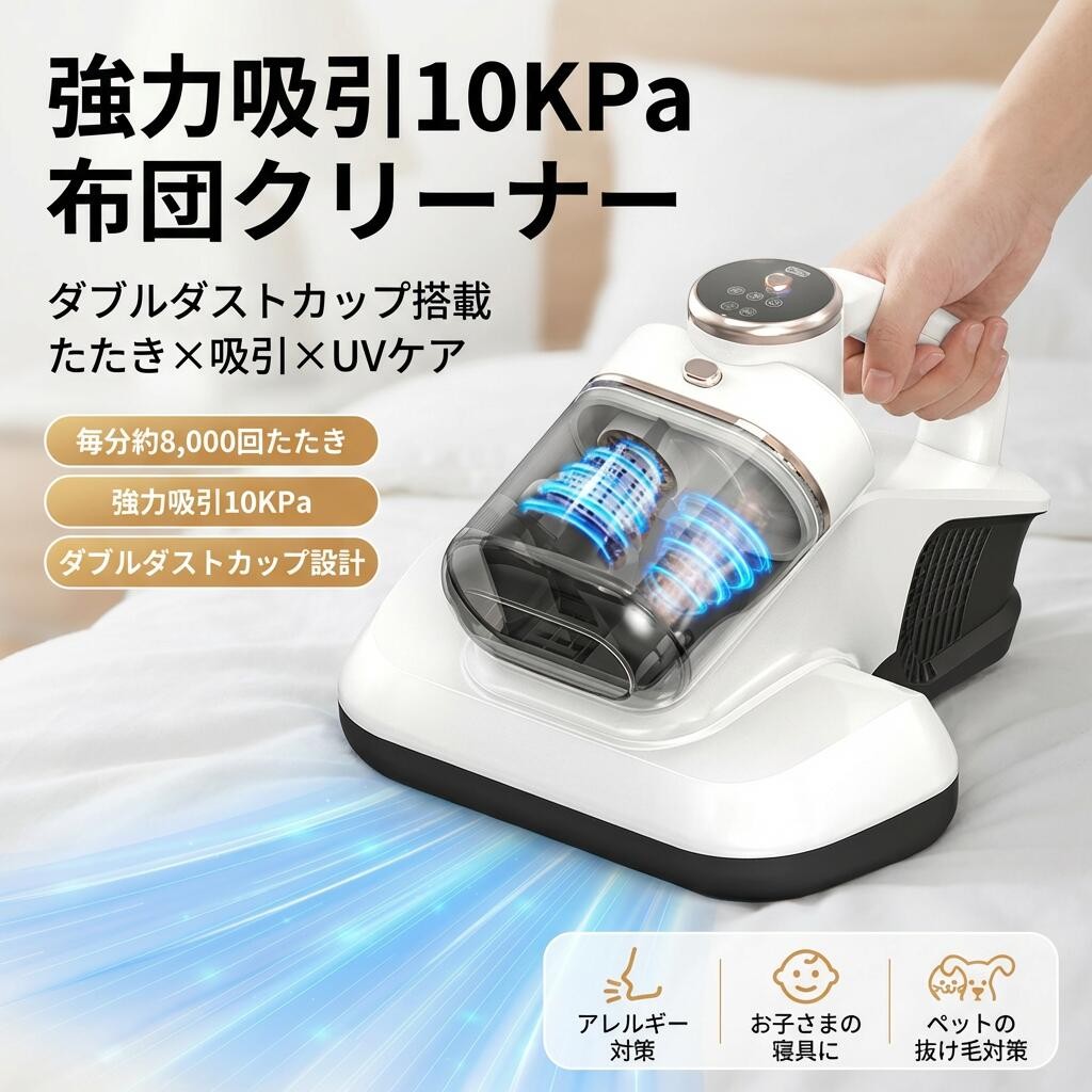 検索関連ワード 布団クリーナー, 布団掃除機, ふとんクリーナー, 布団掃除, 寝具掃除, ハンディクリーナー, ハンディ掃除機, ダブルダストカップ, 強力吸引, 10Kpa 吸引, 10kpa, ダニフィルター, ダニ対策, ダニ退治, ダニ取り, ウイルス除去, 除菌, 紫外線 UV, UVライト, UV照射, 分離設計, ダスト分離, ダニフィルター分離設計, ふとん ダニ, 寝具 クリーニング, ベッド 寝具, マットレス 掃除, 車内 兼用 掃除, 卓上 清掃, コンパクト, 小型, 軽量, 省スペース, おしゃれ, かわいい, シンプルデザイン, 新生活, プレゼント, ギフト, 母の日, 父の日, 誕生日, ポイント消化, 楽天 4999円, 送料無料, 楽天スーパーSALE, お買い物マラソン, 人気 おすすめ, 定番, 話題の, お手入れ簡単, 時短掃除, ふとんケア, の寝具ケア, ダニフィルター搭載 注意事項 ・ラッピング対応は行っておりません。 ・予告なく仕様変更になる場合がございます。 ・写真はイメージです。実際の商品と若干異なる場合がございます。 ・基本は全国一律送料無料と対応させていただきますが、沖縄・北海道・離島地域へお届けの場合は別途送料をご請求させていただきます。 ・商品のサイズは採寸方法によって、若干な誤差が生じる場合はあります。ご了承ください。 品質保証 ・出品商品は全て新品未使用です。 ・安心の初期不良対応 ：万が一商品に不具合があった場合は、商品到着後7日以内にご連絡ください。 ・不具合の状況確認のため、写真や動画のご提供をお願いする場合がございます。確認後、速やかに「新品交換」または「ご返金」にて対応させていただきます。 ・お客様に安心してご購入いただけるよう、誠心誠意サポートいたします。「悪い評価」を付ける前に、まずはお気軽にご相談ください。 布団クリーナー, 布団掃除機, ふとんクリーナー, 布団掃除, 寝具掃除, ハンディクリーナー, ハンディ掃除機, 強力吸引, 10Kpa 吸引, 10kpa, ダブルダストカップ, ダニフィルター, ダニフィルター分離設計, 分離設計, ダスト分離, ダニ対策, ダニ退治, ダニ取り, ふとん ダニ, 寝具 ダニ対策, ふとんケア, 寝具ケア, 寝具 クリーニング, ベッド 寝具, マットレス 掃除, 車内 兼用 掃除, 卓上 清掃, コンパクト, 小型, 軽量, 省スペース, おしゃれ, かわいい, シンプルデザイン, 手入れ簡単, 時短掃除, UV 紫外線, UVライト, UV照射, 紫外線 UV, ダニフィルター搭載, 人気 おすすめ, 定番, 話題の, 新生活, ポイント消化, 楽天 4999円, 送料無料, 楽天スーパーSALE, お買い物マラソン, プレゼント, ギフト, 母の日, 父の日, 誕生日, ダニフィルター分離設計, ウイルス除去, 除菌, UV ふとんクリーナー注意事項：モニターの発色により、実物と異なる場合がございます。