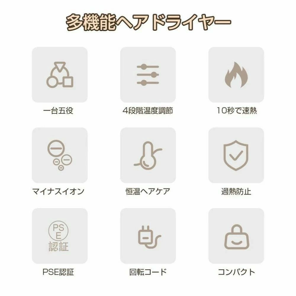 【1台5役で多彩に使える】ホットエアーブラシ 5 IN 1 カールアイロン カーリングア...