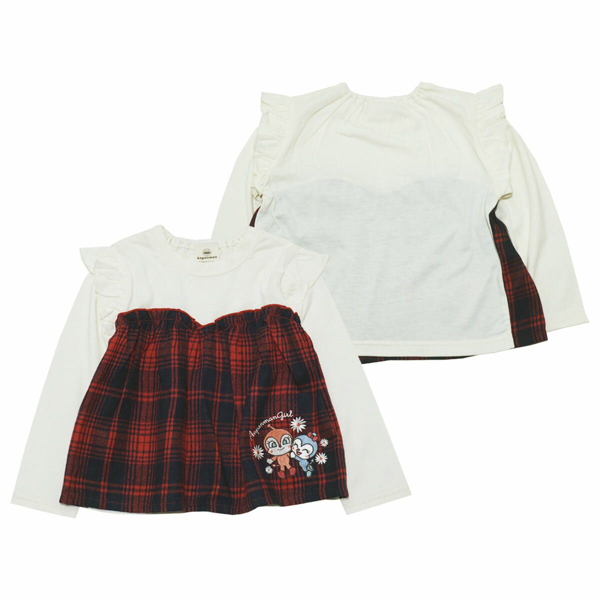 2024年 秋冬 アンパンマンベビー 天竺 チェックキャミフェイク 長袖Tシャツ