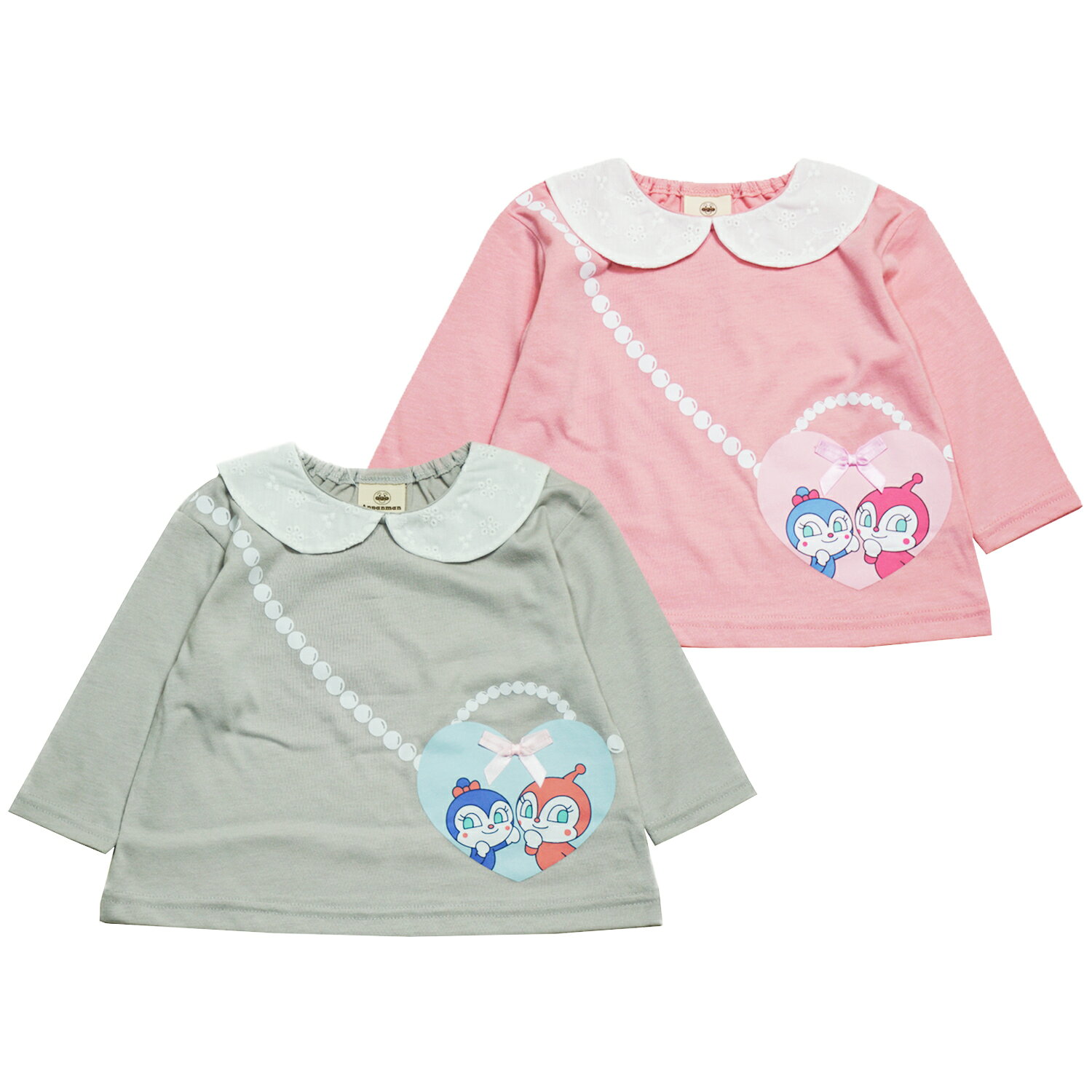 2026年 秋冬 アンパンマンベビー 天竺 ドキンコキン 衿付き 長袖Tシャツ キャラクターの定番！みんな大好きアンパンマンです。初秋から春先まで幅広く活躍する天竺素材の長袖Tシャツです。ポシェット風のキュートなデザイン！首後周りゴム入りになります。 【本体・裏衿部分】ポリエステル 65％　綿 35％【表衿部分】綿 100％ 【80cm】着丈:33cm 身幅:30cm 肩幅:27cm【90cm】着丈:36cm 身幅:31cm 肩幅:28cm【95cm】着丈:38cm 身幅:32cm 肩幅:29cm【100cm】着丈:40cm 身幅:33cm 肩幅:30cm*平置きの状態で計測しており、商品の特性上、計測した寸法に若干の誤差が生じる場合がございます。