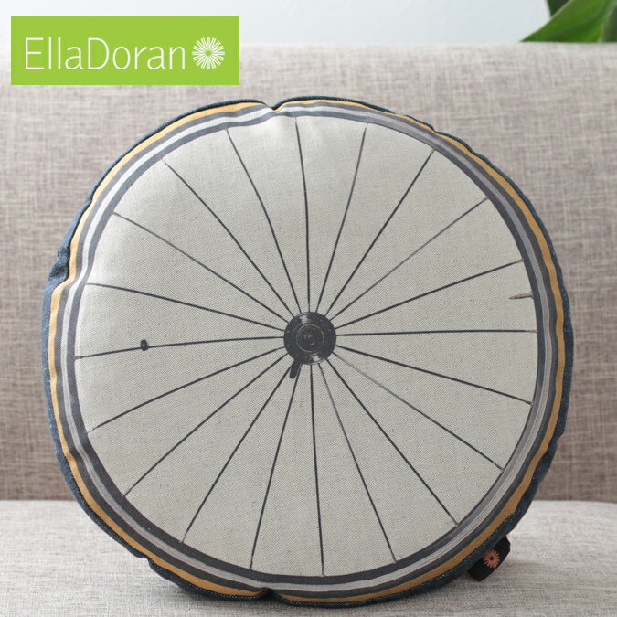 Ella Doran 英国製 クッション エラドラン 円型 UK デザイナー Made in UK Bike Wheel Natural 43cm×43..
