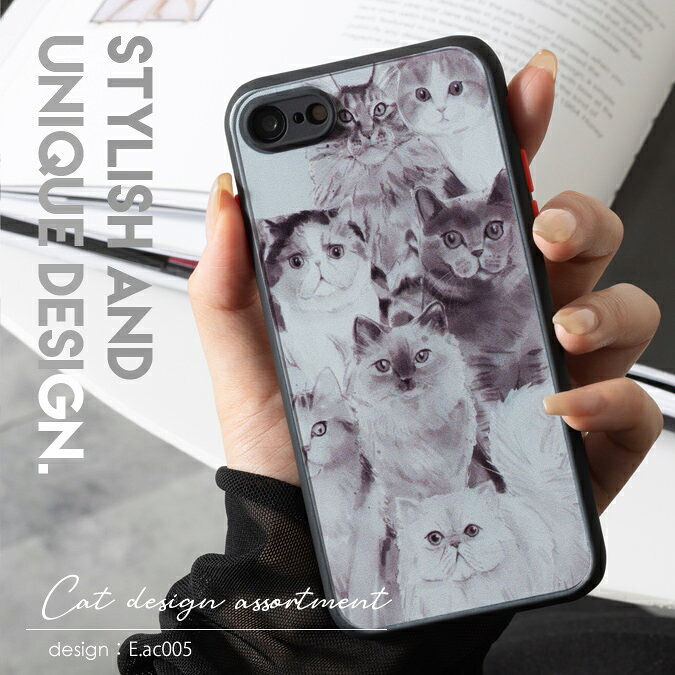 猫デザインアソート iPhone TPUシリコンエッジ スマホケース カバー 【6/7/8/SE/11...