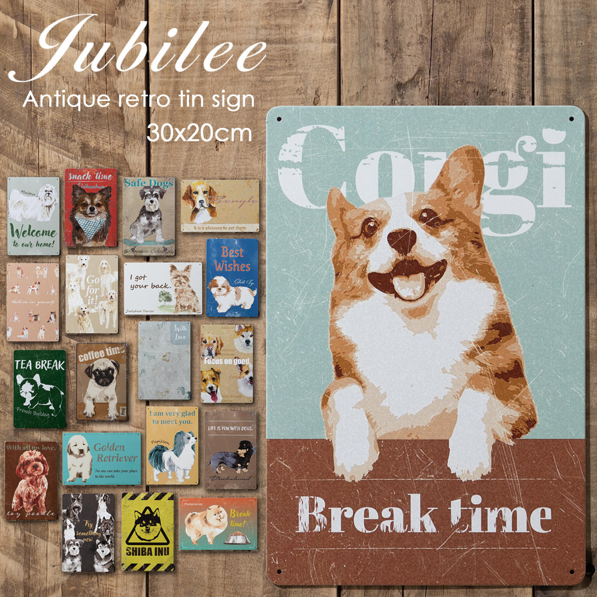 アンティーク調 犬 デザイン レトロサイン 壁掛け ヴィンテージ 看板 30x20cm ブリキ Jubilee ジュビリー インテリア プレゼント ギフト カフェ ガレージ DIY 新生活 おうち 在宅 おしゃれ 部屋 お店