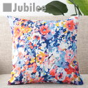 クッションカバー ブルー フローラル 北欧デザイン 45×45cm リネン ボタニカル Jubilee London 天然の麻で出来たハンドメイド プレゼント ...