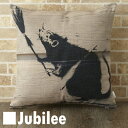 【バンクシー Banksy クッションカバー】 Cushion Cover 北欧デザイン 45×45cm 【送料無料】 リネン 天然の麻で出来たハンドメイド マウススイーパー プレゼント ギフト 新生活 新居 引越し祝い 新築 子供 クリスマス