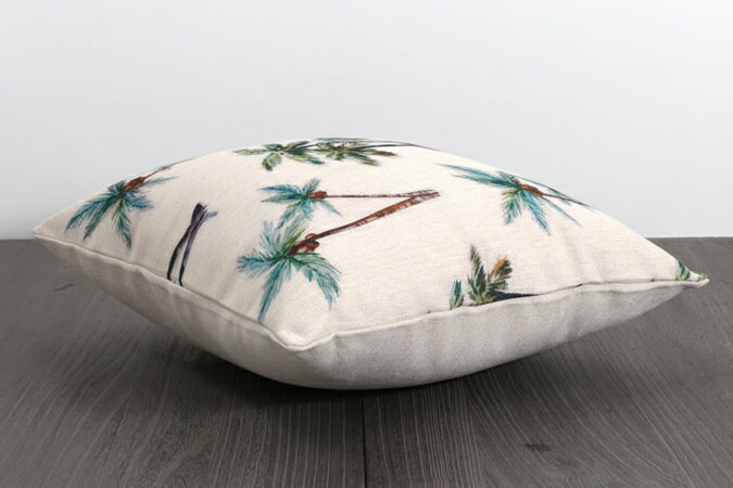 クッションカバー Cushion Cover 北欧デザイン 45×45cmリネン 天然の麻で出来たハンドメイド パームツリー プレゼント ギフト 新生活 新居 引越し祝い 新築 子供 家 おうち 在宅 おしゃれ 母の日 2