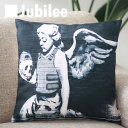 【バンクシー Banksy クッションカバー】 Cushion Cover 北欧デザイン 45×45cm リネン 天然の麻で出来たハンドメイド スカルエンジェル プレゼント ギフト 新生活 新居 引越し祝い 新築 子供 家 おうち おしゃれ