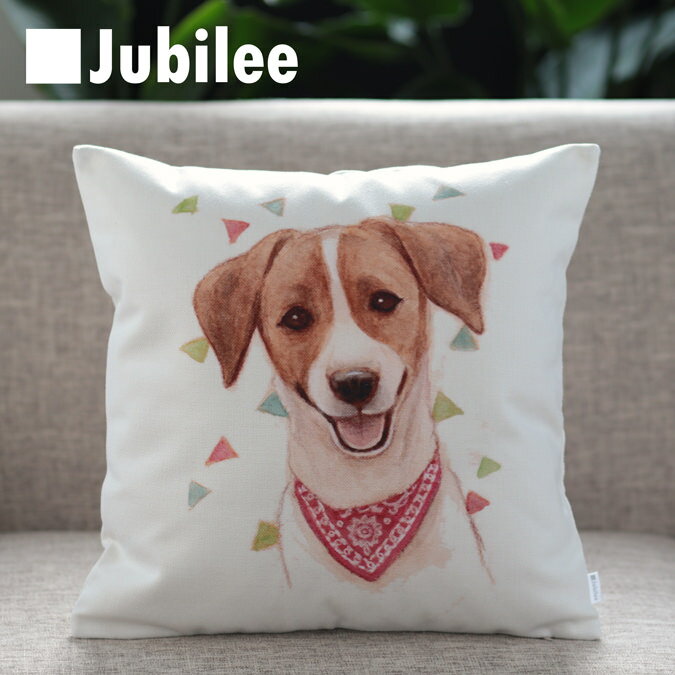 クッションカバー ジャックラッセルテリア 犬 Cushion Cover 北欧デザイン 45×45cmタイエプロン 天然の麻で出来たハンドメイド レトロスタイル プレゼント ギフト 新生活 新居 引越し祝い 新築 ペット 子供 家 おうち 在宅 おしゃれ 母の日 1