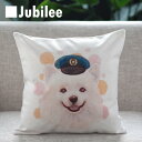 クッションカバー スピッツ 犬 Cushion Cover 北欧デザイン 45×45cmポリス 帽子 天然の麻で出来たハンドメイド レトロスタイル プレゼント ギフト 新生活 新居 引越し祝い 新築 ペット 子供 家 おうち 在宅 おしゃれ その1