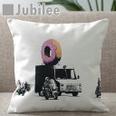 バンクシー Banksy クッションカバー ストロベリー ドーナッツ Strawberry Donut 北欧デザイン 45×45cmリネン 天然の麻で出来たハン...