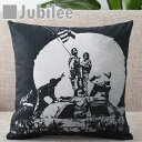 バンクシー Banksy クッションカバー Flags 北欧デザイン 45×45cm リネン 天然の麻で出来たハンドメイド プレゼント ギフト 新生活 新居 引越し祝い 新築 子供 家 おうち おしゃれ